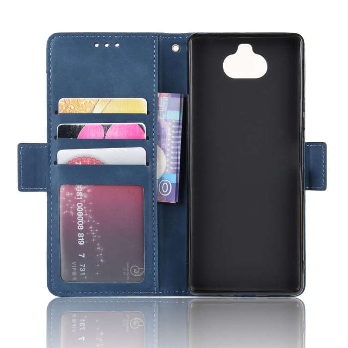For Sony Xperia 8 Wallet Style Skin Feel Calf Pattern Leather Case with Separate Card Slot(Blue)