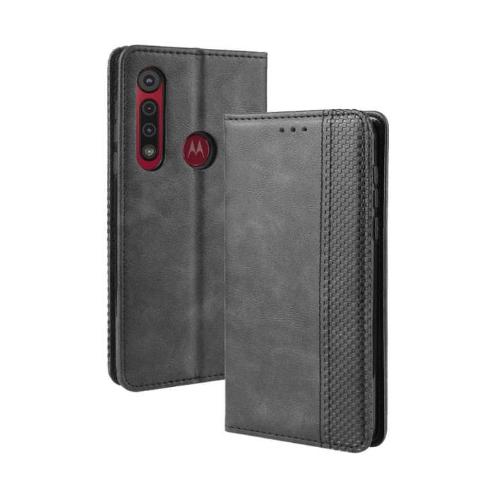 For Motorola One Macro Magnetic Buckle Retro Crazy Horse Texture Horizontal Flip Leather Case wit...