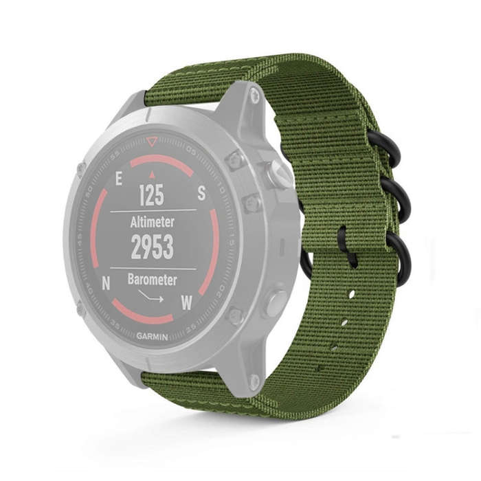 For Garmin Fenix 3 / 5X Universal 26MM Three-ring Nylon Watch Band(Army Green)