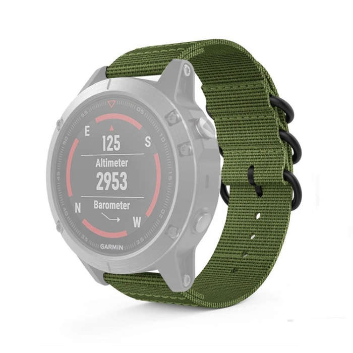 For Garmin Fenix 5S 20mm Three-ring Nylon Watch Band(Army Green)