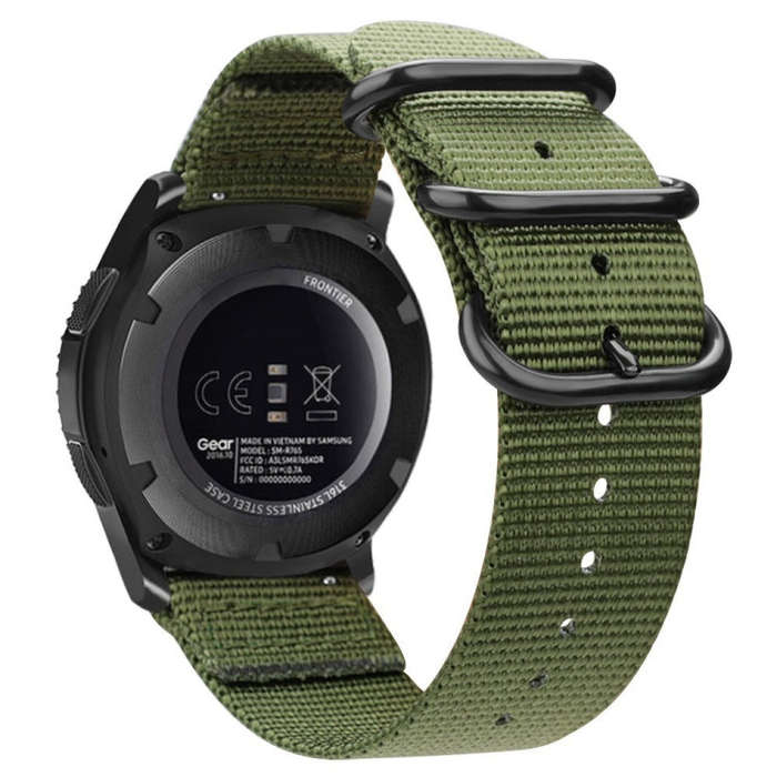 For Samsung Galaxy Watch Active 2 20mm / Gear S3 Nylon Three-ring Watch Band(Army Green)