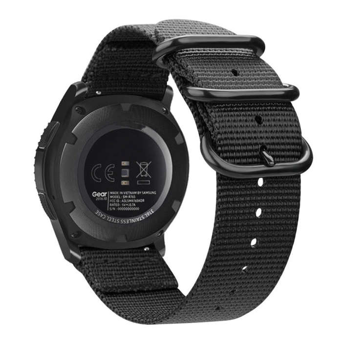 For Samsung Galaxy Watch Active 2 20mm / Gear S3 Nylon Three-ring Watch Band(Black)