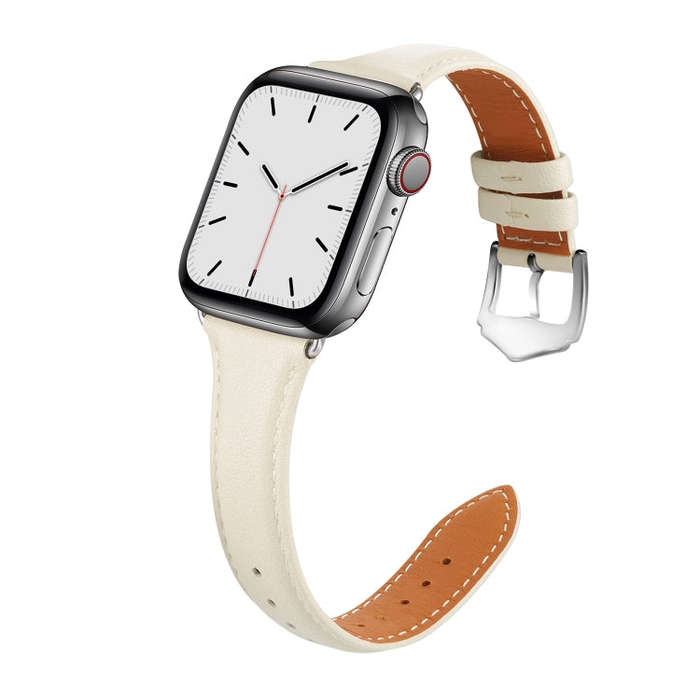 For Apple Watch 3 / 2 / 1 Generations 42mm Universal Thin Leather Watch Band(White)