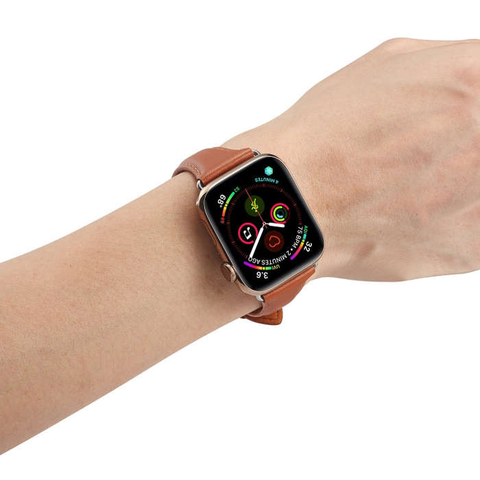 For Apple Watch 3 / 2 / 1 Generations 38mm Universal Thin Leather Strap(Brown)