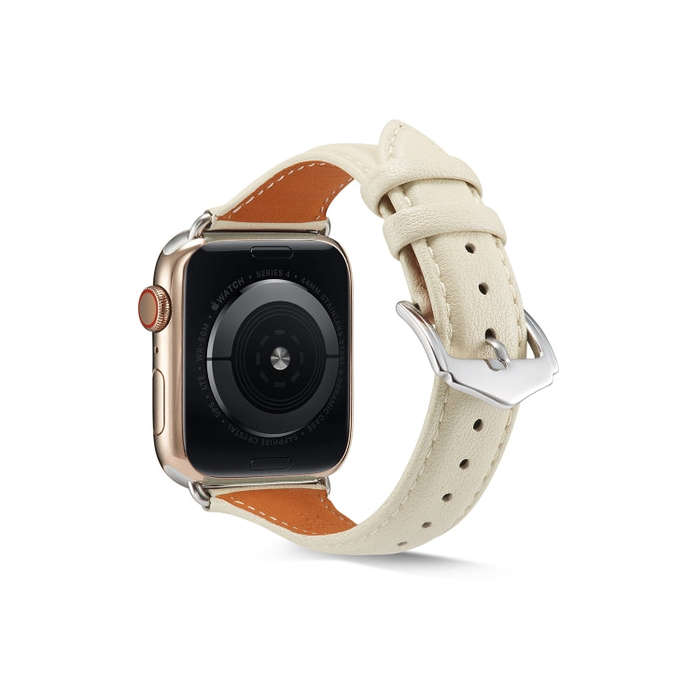For Apple Watch 3 / 2 / 1 Generations 38mm Universal Thin Leather Strap(White)
