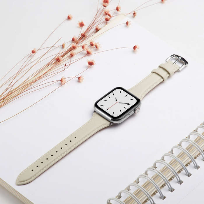 For Apple Watch 3 / 2 / 1 Generations 38mm Universal Thin Leather Strap(White)