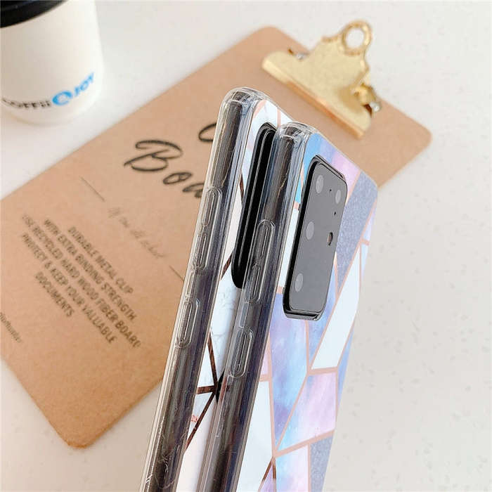 For Huawei P40 Plating Colorful Geometric Pattern Mosaic Marble TPU Mobile Phone Case(White PJ3)