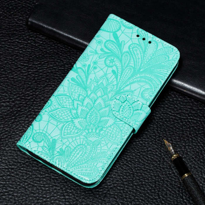 For Huawei Nova 6 Lace Flower Embossing Pattern Horizontal Flip Leather Case with Holder & Card S...