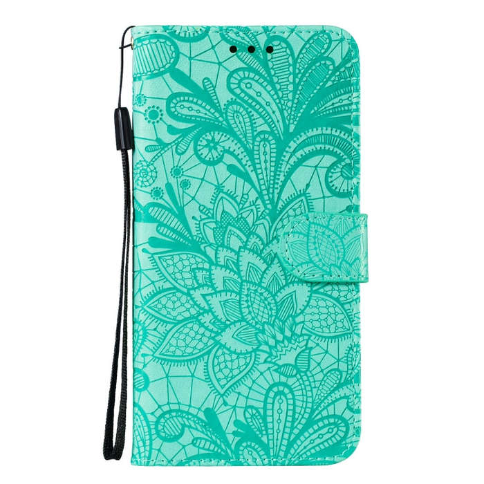 For Huawei Nova 6 Lace Flower Embossing Pattern Horizontal Flip Leather Case with Holder & Card S...