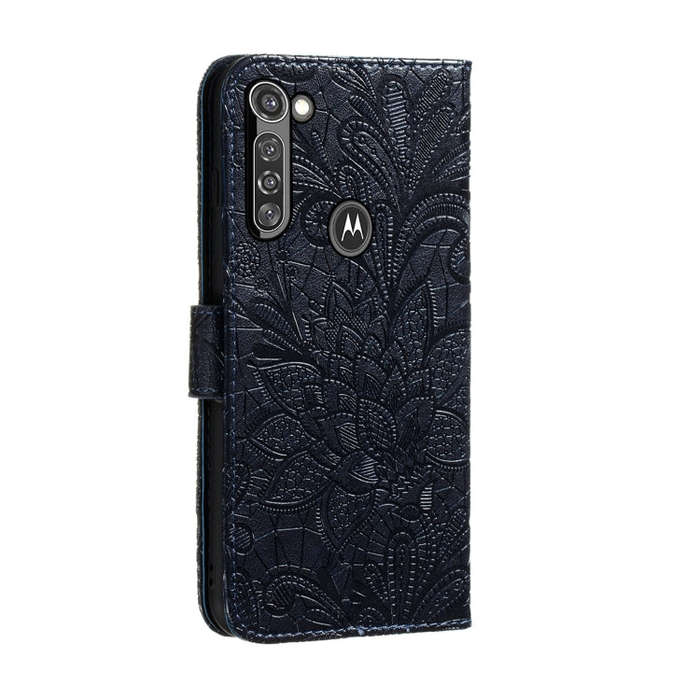 For Moto G8 Power Lace Flower Embossing Pattern Horizontal Flip Leather Case with Holder & Card S...