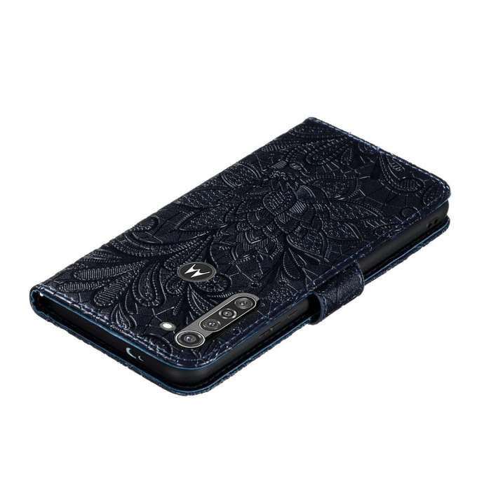 For Moto G8 Power Lace Flower Embossing Pattern Horizontal Flip Leather Case with Holder & Card S...