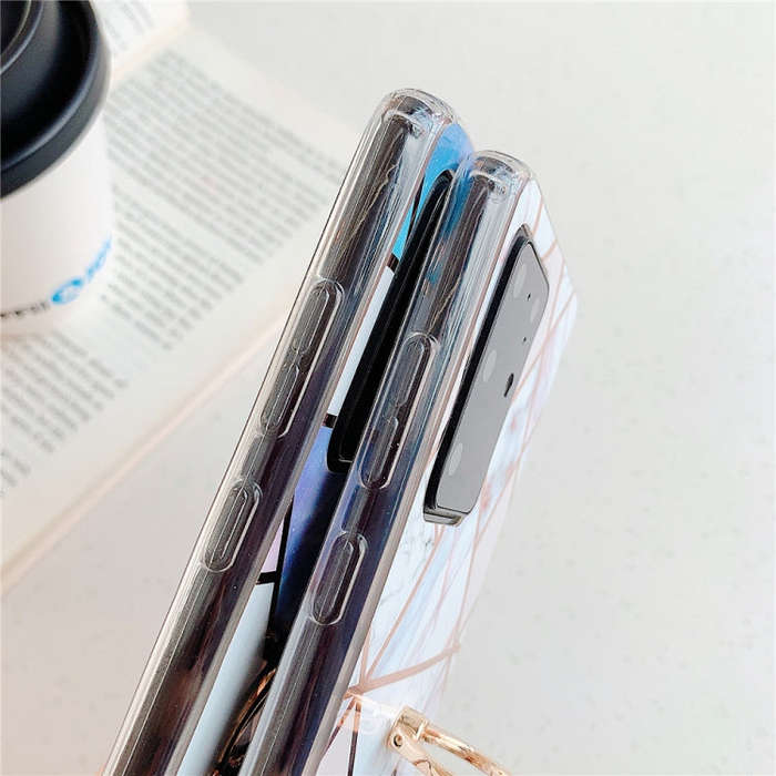 For Huawei P40 Plating Colorful Geometric Pattern Mosaic Marble TPU Mobile Phone Case Rhinestone ...