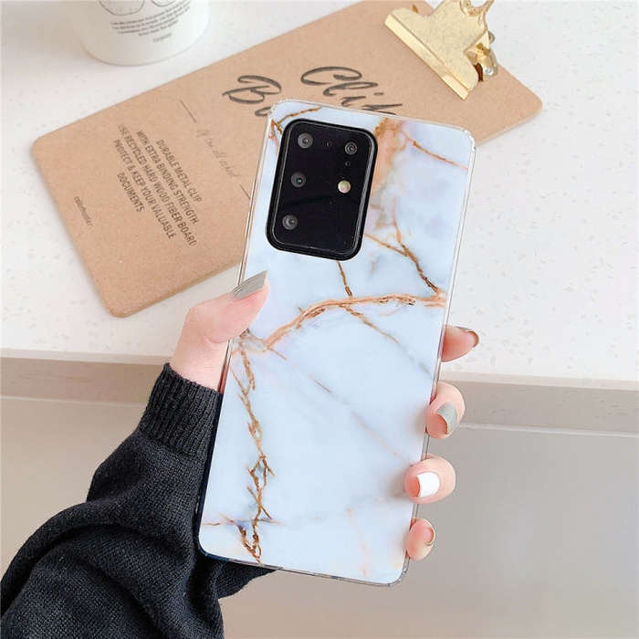 For Huawei P40 TPU Smooth Marbled IMD Mobile Phone Case(Gold F23)