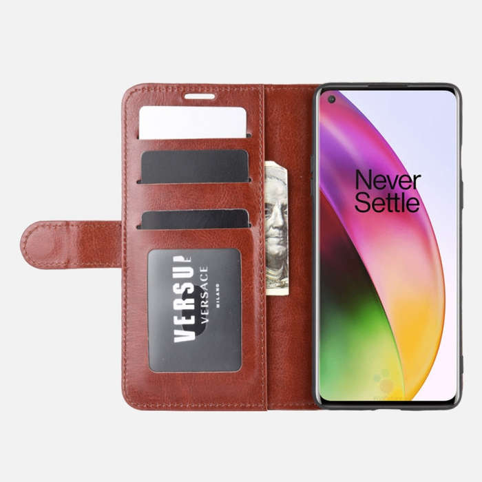 For OnePlus 8 R64 Texture Single Horizontal Flip Protective Case with Holder & Card Slots & Walle...