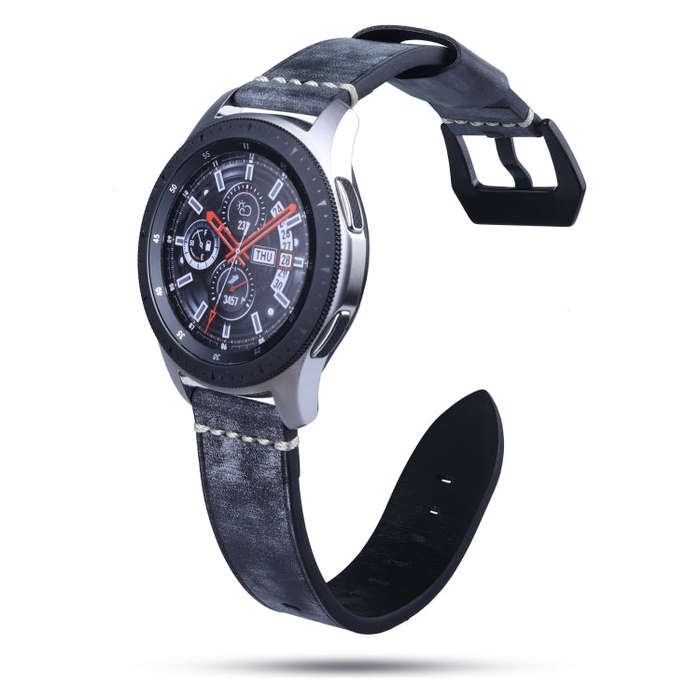 22mm Leather Watch Band For Huawei Watch GT2e / GT2 46mm(Black)
