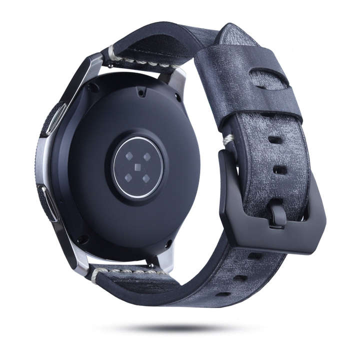 22mm Leather Watch Band For Huawei Watch GT2e / GT2 46mm(Black)