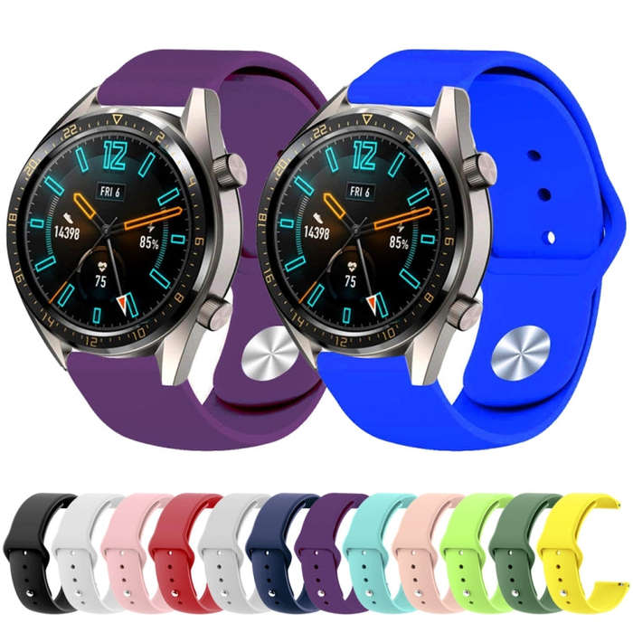 22mm For Huawei Watch GT2e GT2 46mm Monochrome Silicone Reverse Buckle Strap(Midnight blue)