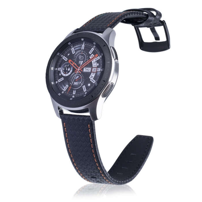 22mm For Huawei Watch GT2e GT2 46mm Carbon fiber Leather Watch Band(Orange)