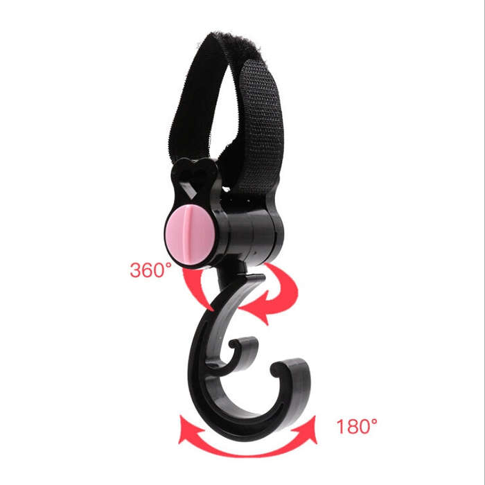 2 PCS/LOT Baby Stroller Accessories Hook Multifunction Baby Stroller Black Plastic Hook(Pink)