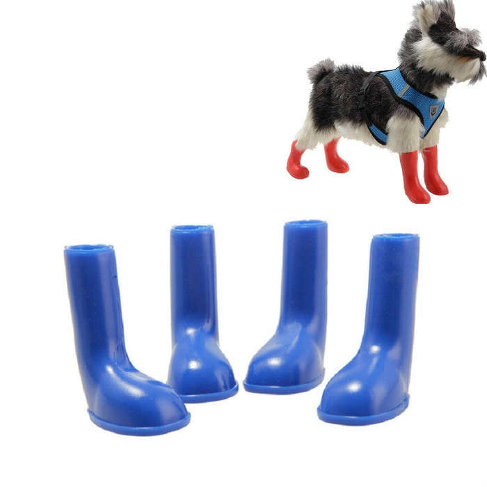 4 PCS/Set Pet Rain Boots Waterproof Non-slip Dog Shoes, Size:M(Blue)