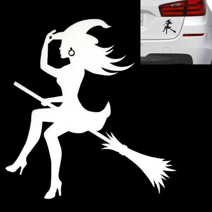 Sexy Witch Fashion Car Sticker Vinyl Decals Decor, Size: 15x14cm(Silver)