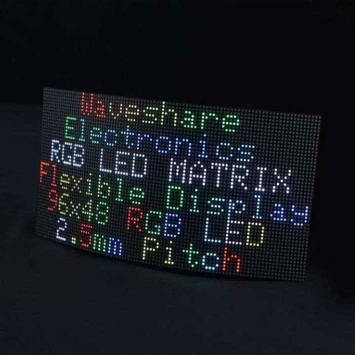 Waveshare Flexible RGB Full-color LED Matrix Panel, 2.5mm Pitch, 96x48 Pixels, Adjustable Brightn...