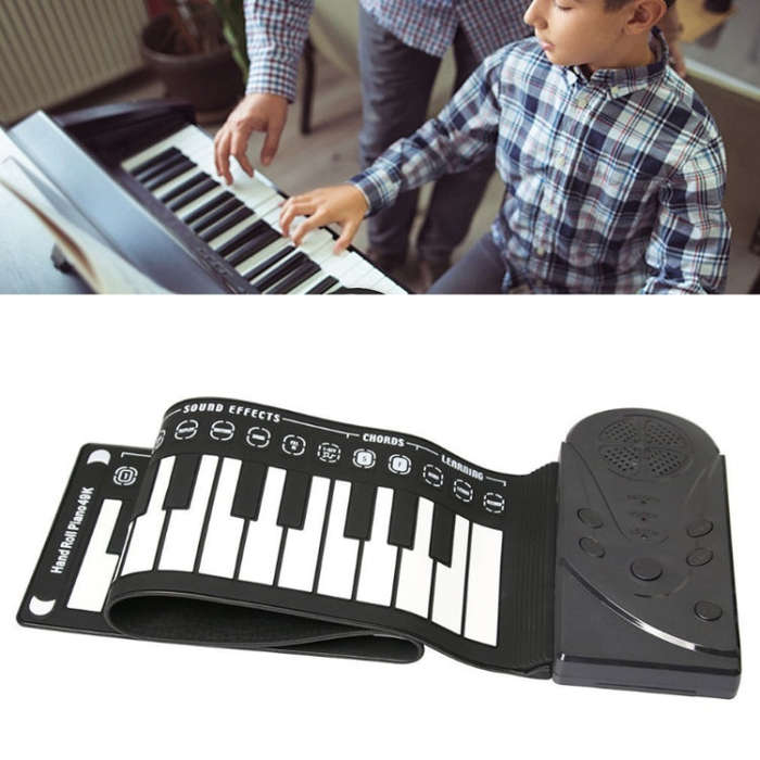 49-Key Portable Hand-Rolled Piano With Horn Children Beginners To Practice Electronic Piano(Elega...