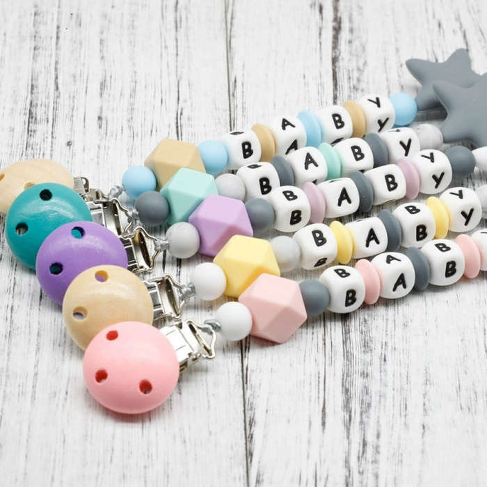 DIY Silicone Baby Pacifier Clip Colorful Pacifier Chain(Purple)