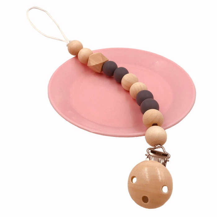 Baby Pacifier Clip Chain Wooden Holder Soother Pacifier Clips Leash Strap Nipple Holder for Infan...