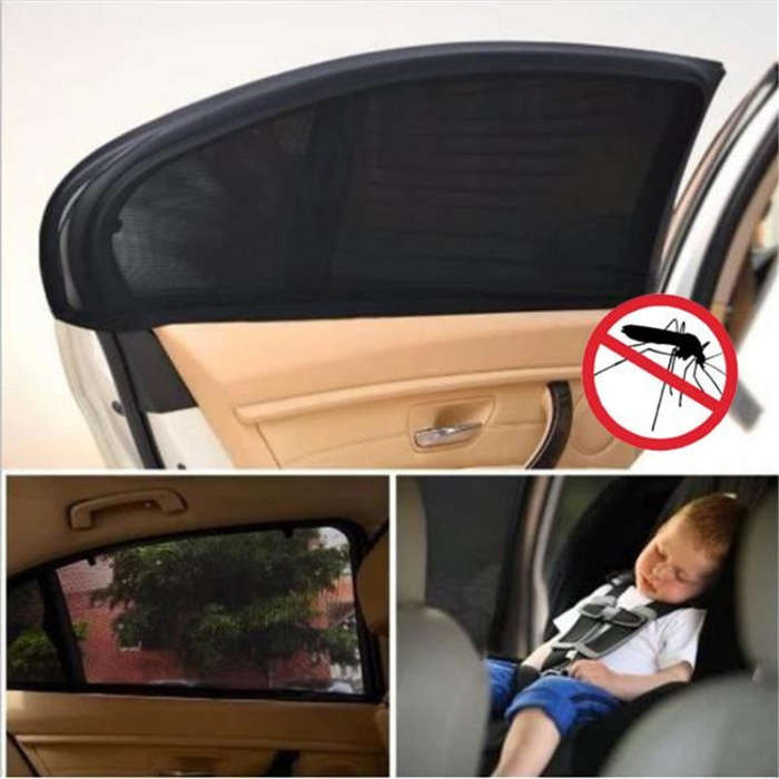 Auto Car Vehicle Window Mesh Shield Sunshade Visor Net UV Protection Anti Mosquito Window Covers,...