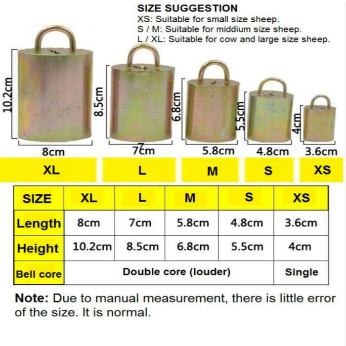Special Loud Thick Cow Horse Sheep Farm Animals Anti-Lost Loud Bell, SIZE:S