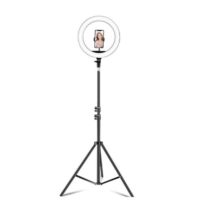 14 inch+Phone Clip Dimmable Color Temperature LED Ring Fill Light Live Broadcast Set With 2.1m Tr...