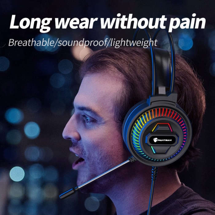 PANTSAN PSH-400 USB Computer Head-Mounted Luminous RGB Wired Headset, Specification:3.5mm Single ...