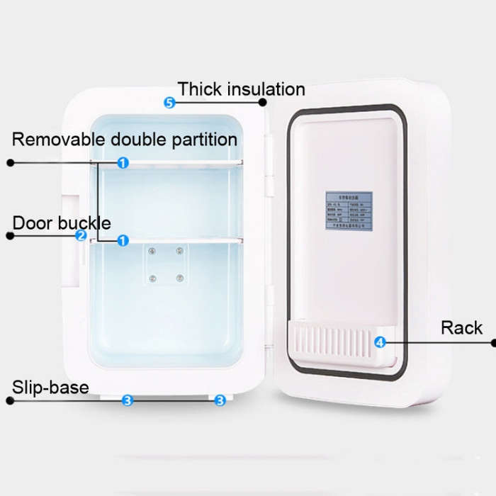 Somate SMT-8L Digital Display Car Home Dual-use Mini Refrigerator, Color:White Tempering Door, Sp...