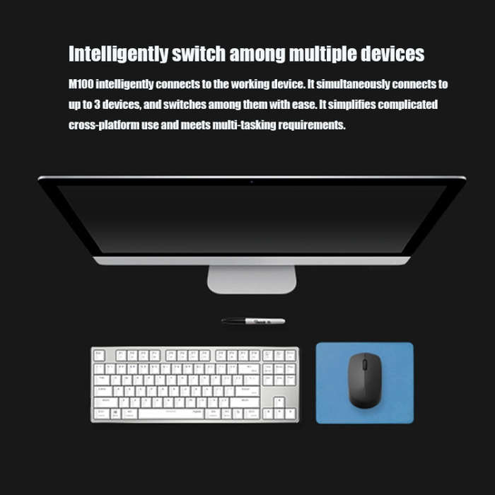 Rapoo M100G 2.4GHz 1300 DPI 3 Buttons Office Mute Home Small Portable Wireless Bluetooth Mouse(Da...