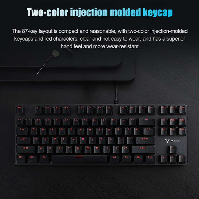 Rapoo V500 87-keys Alloy Edition Desktop Laptop Computer Game Esports Office Home Typing Metal Wi...