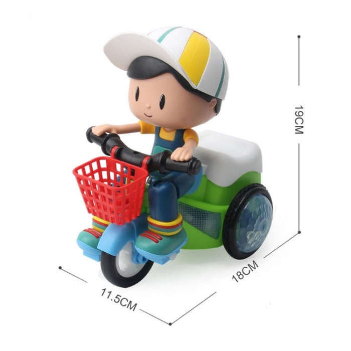 Electric Universal Stunt Tricycle Rotating Cartoon Toy Car with Light Music, Random Color Deliver...