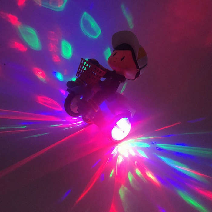 Electric Universal Stunt Tricycle Rotating Cartoon Toy Car with Light Music, Random Color Deliver...