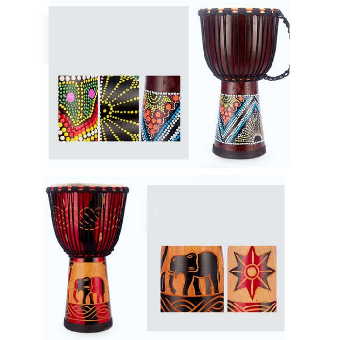 Painted African Drum Children Kindergarten Percussion Instruments Sheepskin Tambourine, Random De...