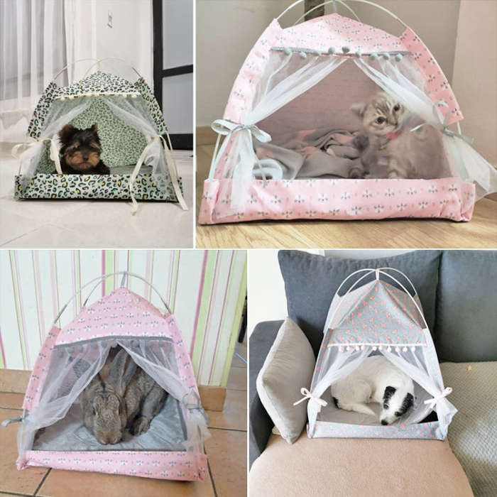 Four Seasons Universal Cat Small Dog Tent Removable and Washable Cat Litter Pet Nest, Size:M(Leop...