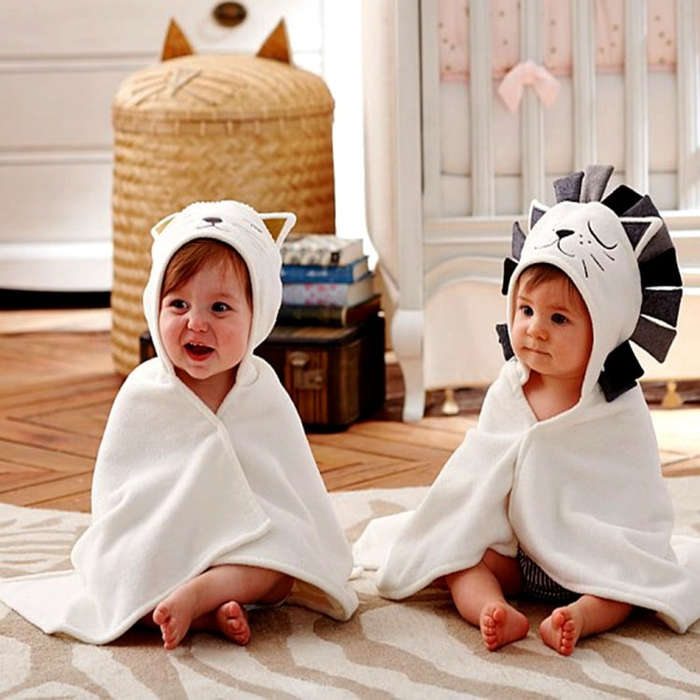 Baby Bath Towel Cotton Hooded Towel One Piece Solid Lion Kids Towel Hooded Blanket Infant Stuff(E...