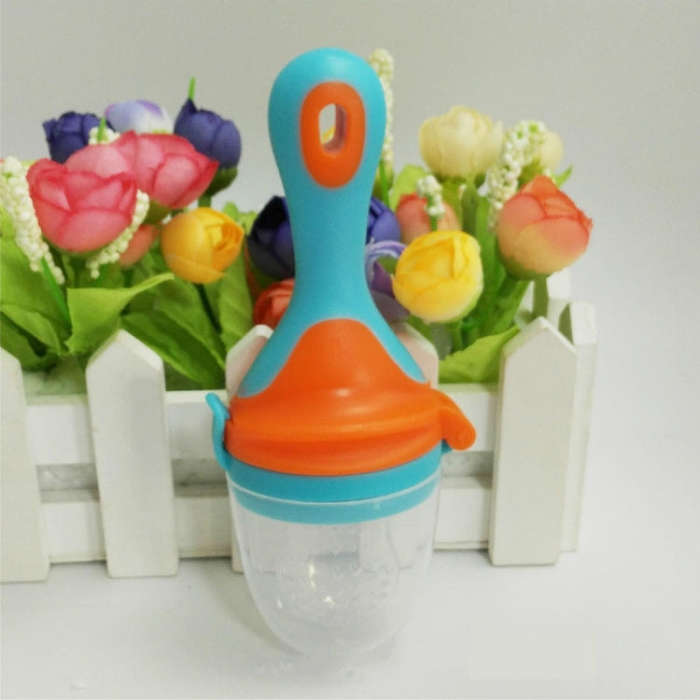 Infant Fruit and Vegetable Pacifier Bite Baby Food Supplement Feeder, Size:L(Blue)