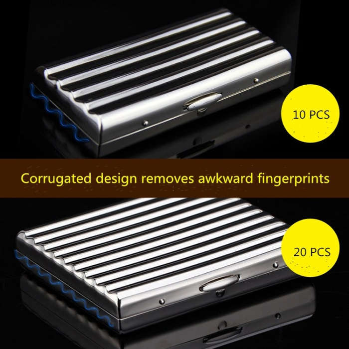 Double-gun Copper Corrugated Cigarette Case, Capacity:10 PCS Silver