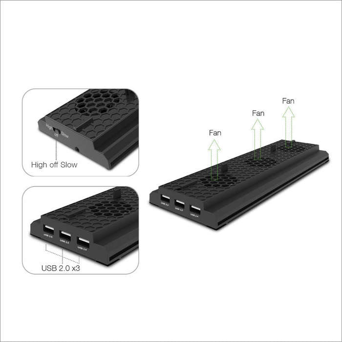 DOBE TYX-1768 Heat Dissipate Vertical Stand Base Cooling Dock Cooling Fan Bracket for Xbox One X ...