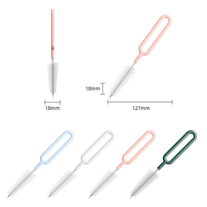 20 PCS Nylon Feeding Bottle Cleaning Brush Rotating Teapot Brush(Moonlight White)