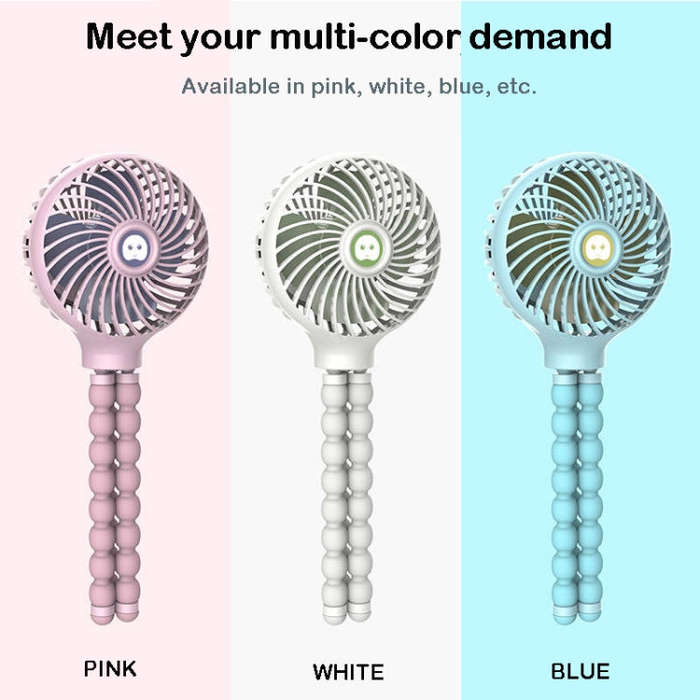 Octopus Deformed Cartoon Folding USB Rechargeable Mini Handheld Fan(White)