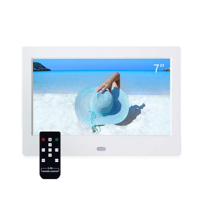 DPF-706-2.4G 7 inch Digital Photo Frame LED Wall Mounted Advertising Machine, Plug:US Plug(White)