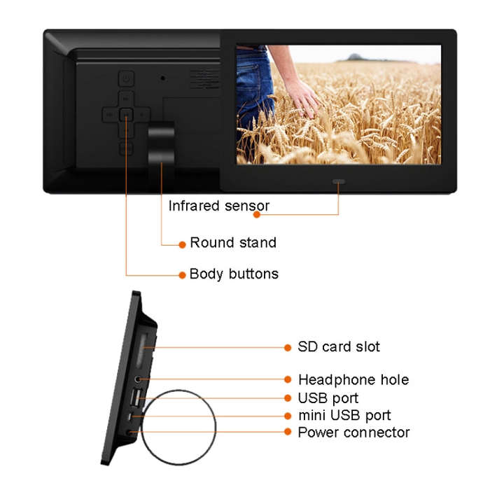 DPF-706-2.4G 7 inch Digital Photo Frame LED Wall Mounted Advertising Machine, Plug:EU Plug(Black)