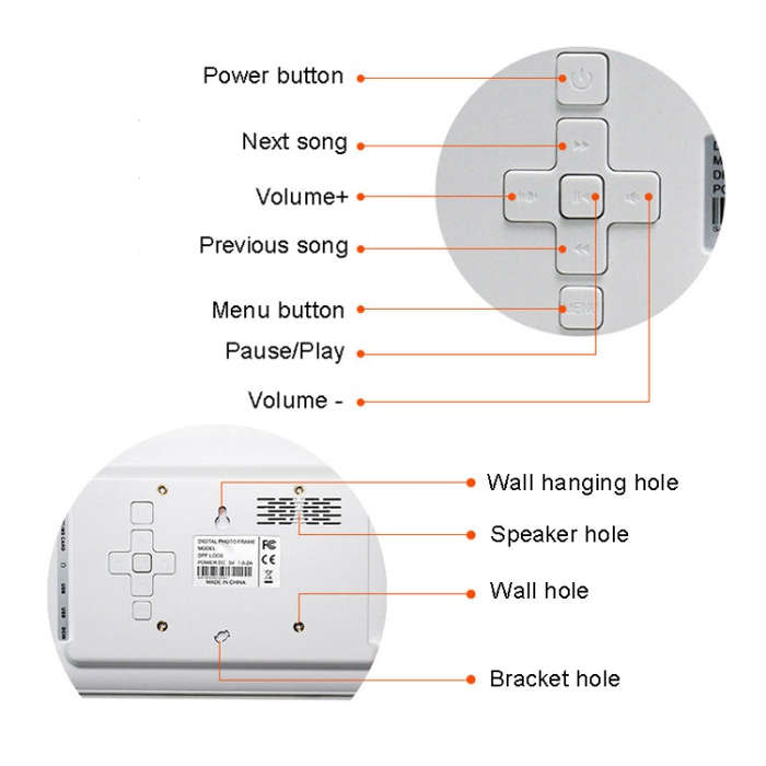 DPF-706 7 inch Digital Photo Frame LED Wall Mounted Advertising Machine, Plug:EU Plug(White)