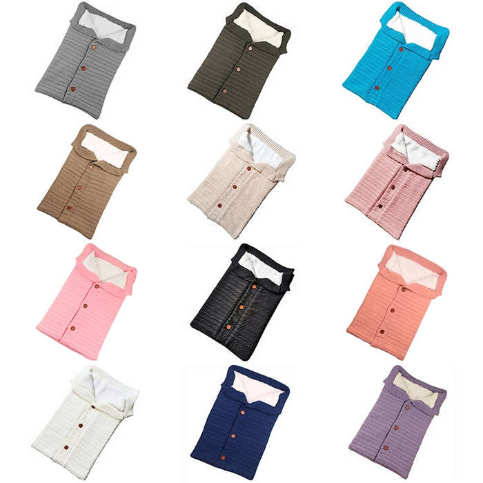 Warm Soft Cotton Knitting Envelope Newborn Baby Sleeping Bag(Dark Grey)